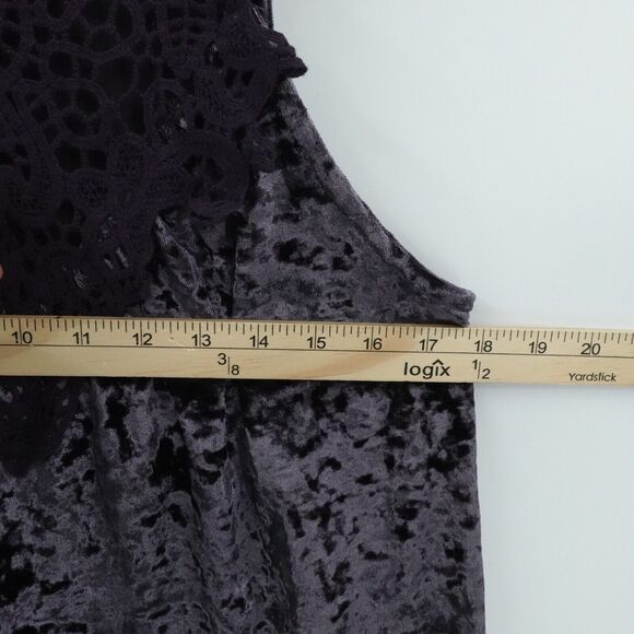 Entro Sz Small Top‎ Deep Purple Crushed Velvet Goth Whimsigoth Lace Scallop Hem - Picture 3 of 10